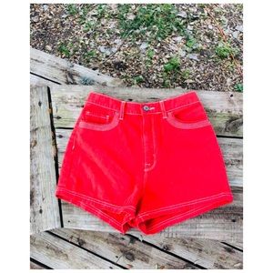 Retro Inspired Red High Waisted Shorts